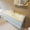 Mondiaz VICA-DLUX ensemble de meuble de salle de bain - 130cm - meuble sous-vasque argile - 4 tiroirs - lavabo encastré nuage droite - 1 trou de robinet - version haute 60cm - opalo SW1086561