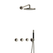 Hotbath Cobber IBS70 Ensemble de douche de tête encastré - bras mural 38,5 cm - douche de tête ronde 20 cm - douchette à main bâton - nickel brossé SW677985