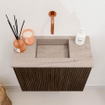 Mondiaz JOYA-DLUX 50cm toiletmeubel - kleur Walnut - Wastafel FAYE positie Midden Zonder kraangat kleur Saba. SW1424626