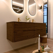 Mondiaz CIRO-DLUX Ensemble de meubles de salle de bains - 150x45x50cm - lavabo Solid surface Oza - 2 vasques Double - 2 trous de robinet - 4 tiroirs - Dusk SW1533290
