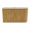 Mondiaz JOYA-DLUX 71.6cm toiletmeubel - ronding rechts kleur Oak - Wastafel FAYE positie Links 1 kraangat kleur Glace. SW1421991