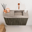 Mondiaz JOYA-DLUX Meuble de toilette 61.6cm - arrondi gauche couleur Shadow - Lavabo FAYE position Droite Sans trou de robinet couleur Oza SW1426255