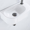 QeramiQ Fuente Ensemble de Lavabo - 40x21.5x12cm - droit - lisse - demi-rond - 1 trou de robinet - céramique - ensemble de robinet gunmetal - bouchon de vidange - siphon réduit - blanc brillant SW1232826