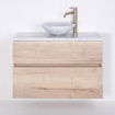 Saniclass Aurora Ensemble de meuble - 100x45x45cm - 2 tiroirs - 1 trou de robinet - marbre blanc - Roble luz SW1138723