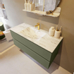 Mondiaz VICA-DLUX Ensemble de meuble de salle de bain - 110cm - meuble sous-vasque armée - 2 tiroirs - lavabo encastré nuage milieu - 1 trou de robinet - version haute de 60cm - glace SW1088112