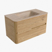 Mondiaz CIRO-DLUX Meuble de salle de bains - 90x45x50cm - Lavabo en solid surface Saba - 1 vasque au milieu - 1 trou de robinet - 2 tiroirs - Chêne SW1531189
