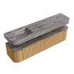 MONDIAZ THOR-DLUX 190cm badmeubel ronding links + rechts kleur Oak met 2 lades en 2 deuren. Vrijhangende wastafel CLOUD Links zonder kraangat kleur Sombra. SW1466686