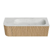 MONDIAZ KURVE-DLUX 135cm Meuble salle de bain avec module 25 G - couleur Oak - 1 tiroir - 1 porte - vasque BIG MEDIUM droite - sans trou de robinet - couleur Opalo SW1137541