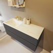 Mondiaz VICA-DLUX Ensemble de meuble de salle de bain - 120cm - meuble sous-vasque gris foncé - 2 tiroirs - lavabo encastré cloud gauche - 1 trou de robinet - version haute de 60cm - opalo SW1087801