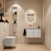 MONDIAZ TURE-DLUX Meuble WC 80 cm Linen. Lavabo EDEN Ostra position gauche. Sans trou de robinet. SW1104901