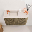Mondiaz JOYA-DLUX Meuble de salle de bains 61,6cm - arrondi droite couleur Dusk - Vasque FAYE position Gauche 1 trou de robinet couleur Meli. SW1426271