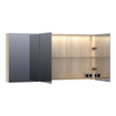 Saniclass Dual Spiegelkast - 140x70x15cm - verlichting - geintegreerd - 3 links- rechtsdraaiende spiegeldeur - MFC - legno calore SW242143