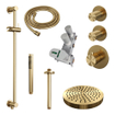 BRAUER Stripe Thermostatische Inbouw Regendouche - SET 09 - 25cm douchekop - plafondarm - staaf handdouche - doucheslang - geïntegreerde glijstang - goud geborsteld PVD SW1434840