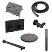 BRAUER Black Edition Douche de pluie thermostatique encastrée - boutons-poussoirs - SET 49 - douche de tête 20 cm - bras mural droit - douchette à main barre - flexible de douche - coude d'alimentation mural - noir mat SW925417