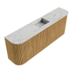 Mondiaz JOYA-DLUX 113.2cm toiletmeubel - ronding links en rechts kleur Oak - Wastafel FAYE positie Midden Zonder kraangat kleur Opalo. SW1422182