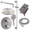 BRAUER Brushed Edition thermostatische Inbouw Regendouche - 3-weg - rond - set 94 - 30cm hoofddouche - gebogen muurarm - 3-standen handdouche - doucheslang - geïntegreerde glijstang - RVS geborsteld PVD SW1159160