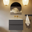 Mondiaz VICA-DLUX ensemble de meuble de salle de bain - 70cm - meuble sous-vasque gris foncé - 2 tiroirs - lavabo encastré nuage milieu - sans trous de robinet - version haute de 60cm - opalo SW1087803