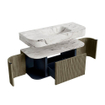MONDIAZ THOR-DLUX 110cm meuble de salle de bains arrondi gauche + droite couleur Shadow avec 1 tiroir et 2 portes. Vasque suspendue CLOUD Milieu sans trou de robinet couleur Glace. SW1462857