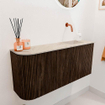 Mondiaz JOYA-DLUX Meuble de salle de bains - 91,6 cm - arrondi gauche couleur Walnut - Vasque FAYE position droite sans trou de robinet couleur Frappe SW1422329