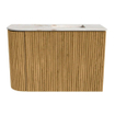 Mondiaz JOYA-DLUX 61.6cm toiletmeubel - ronding links kleur Oak - Wastafel FAYE positie Rechts 1 kraangat kleur Frappe. SW1421899