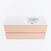 MONDIAZ VICA Ensemble meuble de salle de bains - 110cm - meuble sous-vasque rosee - 2 tiroirs - lavabo moon à droite - sans trous de robinet - version haute 60cm - talc SW1080404