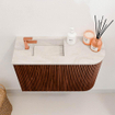 Mondiaz JOYA-DLUX 61.6cm toiletmeubel - ronding rechts kleur Ruby - Wastafel FAYE positie Links 1 kraangat kleur Ostra. SW1423790
