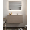 Mondiaz VICA ensemble de meuble de salle de bain - 100cm - meuble sous-vasque fumée - 2 tiroirs - lavabo lune droite - 1 trou de robinet - version XL 60cm de haut SW1089730