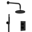 Crosswater MPRO Ensemble de douche pluie encastré - douche principale 20cm - 2 fonctions - 2 boutons - bras mural 33cm - douchette à main 1 fonction - noir mat SW487211