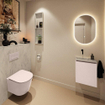MONDIAZ TURE-DLUX Meuble de toilettes 40 cm Rosee. EDEN lavabo Opalo position gauche. Sans trou de robinet. SW1104485