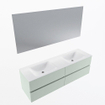 Mondiaz Vica ensemble de meuble de salle de bain - 160cm - meuble sous-vasque greey - 4 tiroirs - lavabo cloud double - sans trous de robinet - couleur talc - miroir LED - version XL 60cm de haut SW1095494