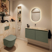 MONDIAZ TURE-DLUX meuble WC 100 cm Army. Lavabo EDEN Frappe position milieu. Sans trou de robinet. SW1102674