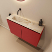 MONDIAZ TURE-DLUX Meuble toilette - 80cm - Fire - EDEN - vasque Frappe - position gauche - sans trou de robinet SW1102751