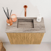 Mondiaz JOYA-DLUX 50cm toiletmeubel - kleur Oak - Wastafel FAYE positie Midden Zonder kraangat kleur Oza. SW1424072