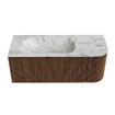 MONDIAZ KURVE-DLUX 115cm Meuble salle de bain avec module 25 D - couleur Walnut - 1 tiroir - 1 porte - vasque BIG SMALL gauche - 1 trou de robinet - couleur Glace SW1138024