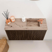 Mondiaz JOYA-DLUX 70cm toiletmeubel - kleur Walnut - Wastafel FAYE positie Rechts 1 kraangat kleur Arena. SW1424318