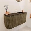 Mondiaz JOYA 81.6cm meuble de toilette - arrondi gauche couleur Dusk - Vasque FAYE position Droite 1 trou de robinet couleur Urban. SW1421688