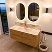 Mondiaz CIRO-DLUX Ensemble de meubles de salle de bains - 130x45x50cm - Vasque solid surface Frappe - 2 vasques Double - sans trous de robinet - 4 tiroirs - Chêne SW1530874
