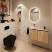 MONDIAZ TURE-DLUX Meuble toilette - 80cm - Washed Oak - EDEN - vasque Ostra - position gauche - sans trou de robinet SW1105138