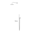 IVY Tribe Regendoucheset - inbouw - symmetry - 2-weg stop-omstel - 40cm wandarm - 20cm medium hoofddouche - houder met uitlaat - 150cm doucheslang - staafmodel handdouche - RVS316 - geborsteld SW1032258