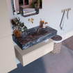 Mondiaz ALAN-DLUX Ensemble de meuble - 90cm - meuble Linen mat - 1 tiroir - Lavabo Cloud Lava suspendu - vasque Centre - 0 trous de robinet SW808176