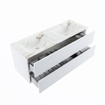 MONDIAZ VICA-DLUX Ensemble de meubles de salle de bains - 130cm - meuble sous-vasque talc - 2 tiroirs - lavabo encastré cloud double - 2 trous de robinet - version haute 60cm - frape SW1088560