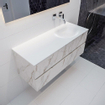 Mondiaz VICA ensemble de meuble de salle de bain - 120cm - meuble sous-vasque carrara - 4 tiroirs - lavabo moon droite - sans trous de robinet - miroir LED - version XL 60cm de haut SW1097678