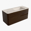 Mondiaz CIRO-DLUX Badkamermeubelset - 110x45x50cm - Solid surface wastafel Nata - 1 wasbak Rechts - zonder kraangaten - 2 lades - Walnut SW1530561