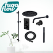 FugaFlow Eccelente Sobrado Badkamer Inbouw Regendoucheset - thermostatisch - wandarm -glijstang - 25cm hoofddouche - staaf handdouche - zwart mat SW1124084