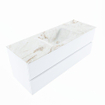 MONDIAZ VICA-DLUX Ensemble meuble de salle de bains - 130cm - sous-meuble talc - 2 tiroirs - lavabo encastré cloud central - sans trous de robinet - version haute 60cm - frape SW1088561
