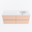 MONDIAZ VICA Ensemble meuble de salle de bains - 120cm - meuble bas rosee - 4 tiroirs - lavabo moon à droite - 1 trou de robinet - version haute 60cm - talc SW1080407