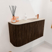 Mondiaz JOYA-DLUX Meuble de salle de bains 71,6cm - arrondi gauche couleur Noyer - Vasque FAYE position Droite 1 trou de robinet couleur Frappe SW1422299