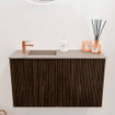 Mondiaz JOYA-DLUX 70cm toiletmeubel - kleur Walnut - Wastafel FAYE positie Links 1 kraangat kleur Saba. SW1424628