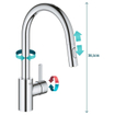 Grohe Eurosmart Cosmopolitan 1-gats keukenkraan met uittrekbare dual spray chroom TWEEDEKANS OUT7386