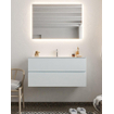MONDIAZ VICA Ensemble de meuble salle de bain - 100cm - 2 tiroirs - lavabo Cloud central - 1 trou de robinet - solid surface argile SW410613